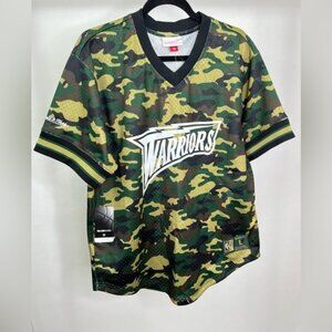 Mitchell & Ness Golden State Warriors Jersey Camo Green Men Size Large New